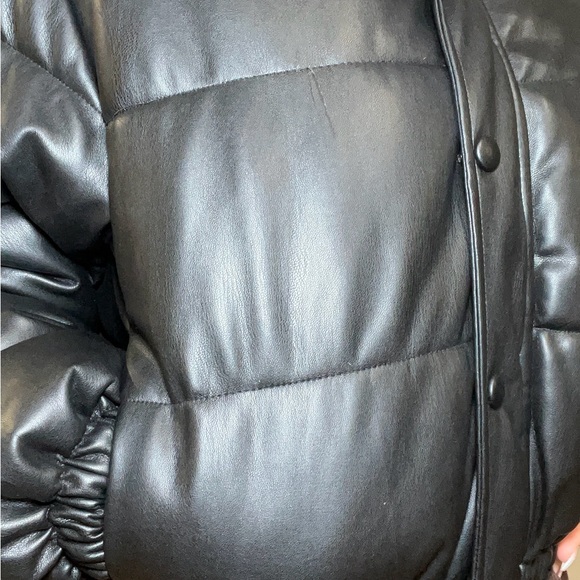 Zara Faux Leather Puffer Coat - Picture 3 of 8